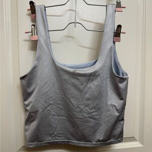 Light Blue Metallic Fabletics Long Line Sports Bra Crop Tank